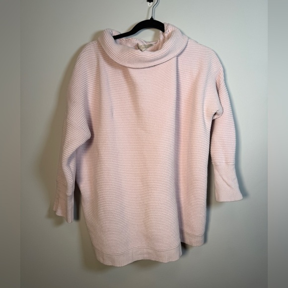 Monk & Lou Sweaters - Monk & Lou Pink Cowl Neck Sweater Ribbed Knit Cotton Blend Tunic | Size XL